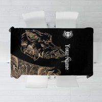 Personalized Boar Hunting Camouflage Tablecloth Wild Hog Silhouette and Black Tactical Camo - Wonder Print Shop
