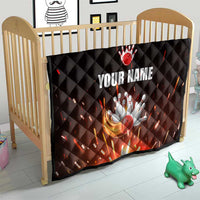 Personalized Bowling Ball and Pins Quilt Fiery Motion Trail and Spark Effect Design - Wonder Print Shop
