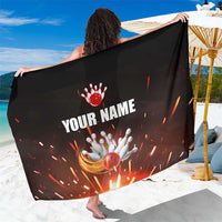 Personalized Bowling Ball and Pins Sarong Fiery Motion Trail and Spark Effect Design - Wonder Print Shop