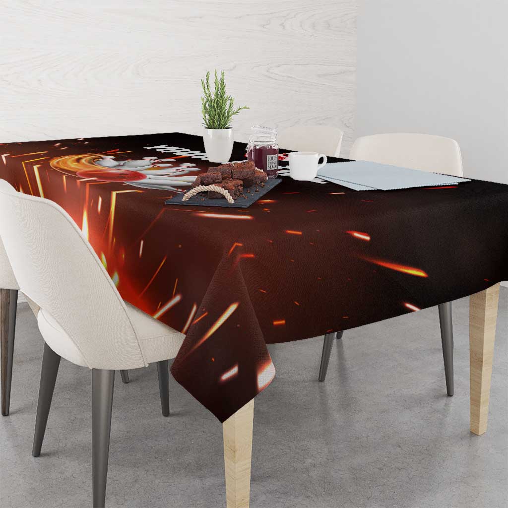 Personalized Bowling Ball and Pins Tablecloth Fiery Motion Trail and Spark Effect Design - Wonder Print Shop