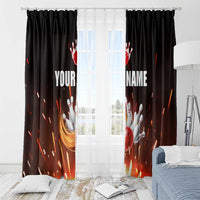 Personalized Bowling Ball and Pins Window Curtain Fiery Motion Trail and Spark Effect Design - Wonder Print Shop