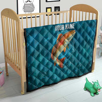 Personalized Redfish Puppy Drum Leaping in Ocean Splash Quilt Blue Lightning Water Background Design - Wonder Print Shop