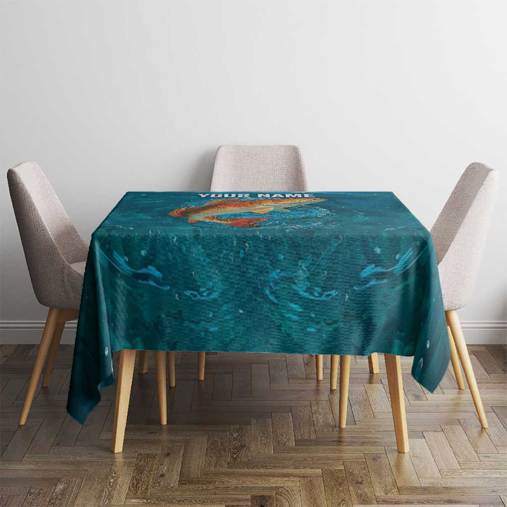Personalized Redfish Puppy Drum Leaping in Ocean Splash Tablecloth Blue Lightning Water Background Design - Wonder Print Shop