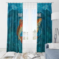 Personalized Redfish Puppy Drum Leaping in Ocean Splash Window Curtain Blue Lightning Water Background Design - Wonder Print Shop