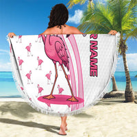 Personalized Pink Flamingo Playing Golf Beach Blanket Sunglasses and White Pattern Background Design - Wonder Print Shop