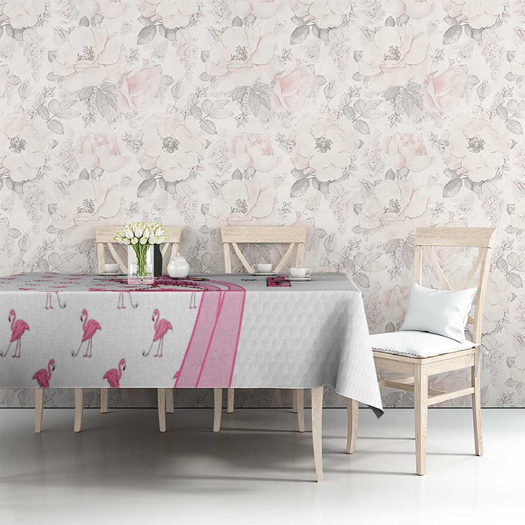 Personalized Pink Flamingo Playing Golf Tablecloth Sunglasses and White Pattern Background Design - Wonder Print Shop