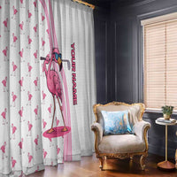 Personalized Pink Flamingo Playing Golf Window Curtain Sunglasses and White Pattern Background Design - Wonder Print Shop