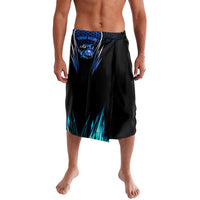Billiards Design Lavalava with Blue Flame Eight Ball and Lightning Pattern in Black Cyan Gradient Background - Wonder Print Shop