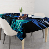 Billiards Design Tablecloth with Blue Flame Eight Ball and Lightning Pattern in Black Cyan Gradient Background - Wonder Print Shop