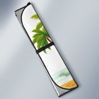 Folding car sun shade panel with Ecuador palm tree and sailboat design