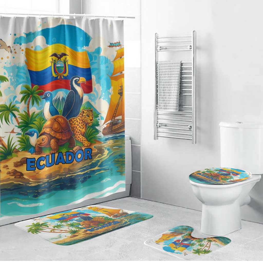Ecuador Bathroom Set with Wildlife and Flag Landscape Design - Wonder Print Shop