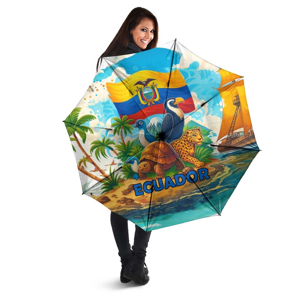 Ecuador Umbrella with Wildlife and Flag Landscape Design - Wonder Print Shop
