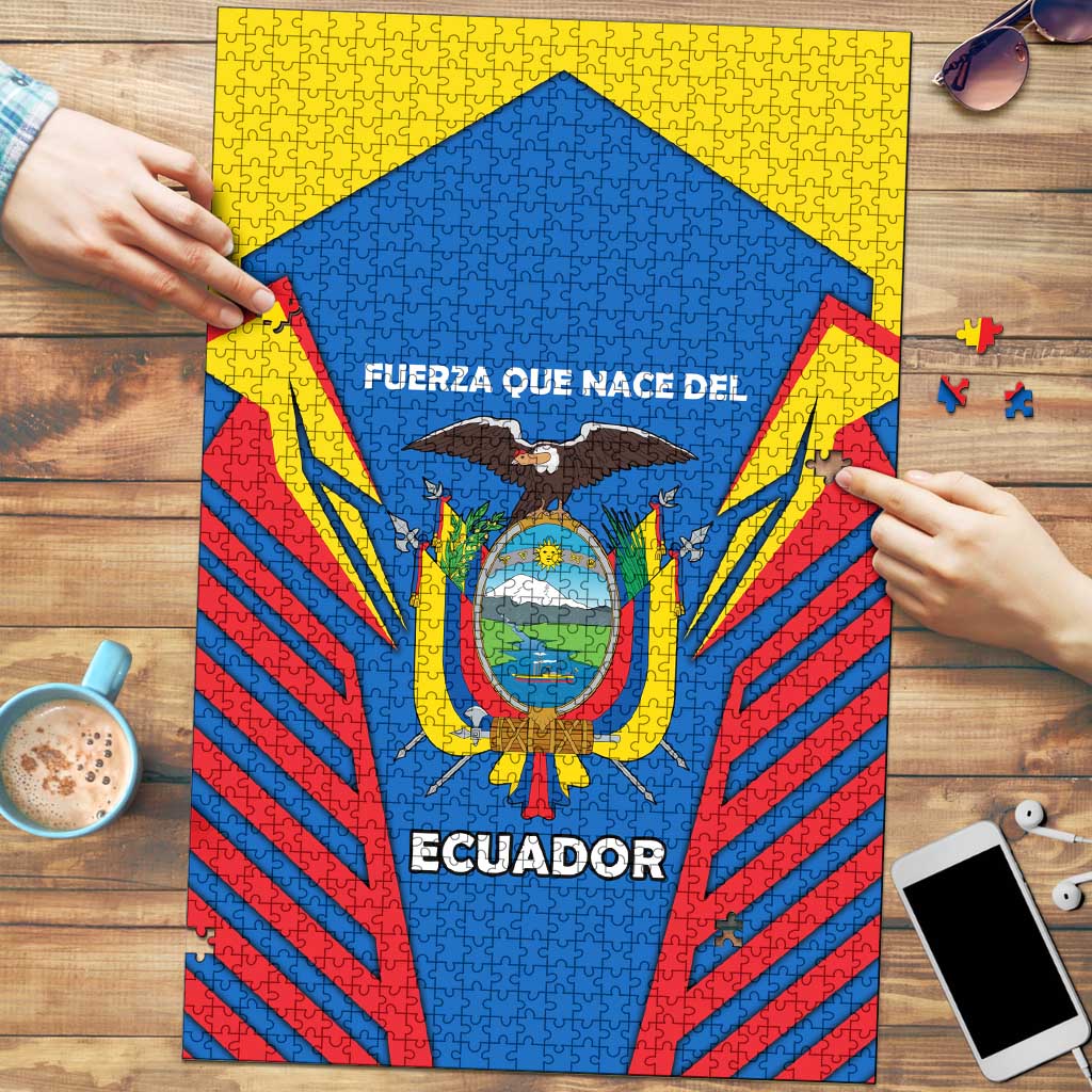 Ecuador Puzzle with Coat of Arms and Bold Stripe Design - Wonder Print Shop