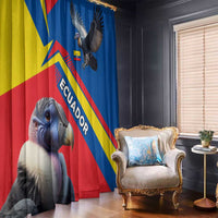 Multicolor window curtain panels with condor and Ecuador flag stripes, vertical drape folds