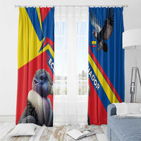 Window curtain panels with grommet rings, condor and Ecuador chevron stripes, multicolor