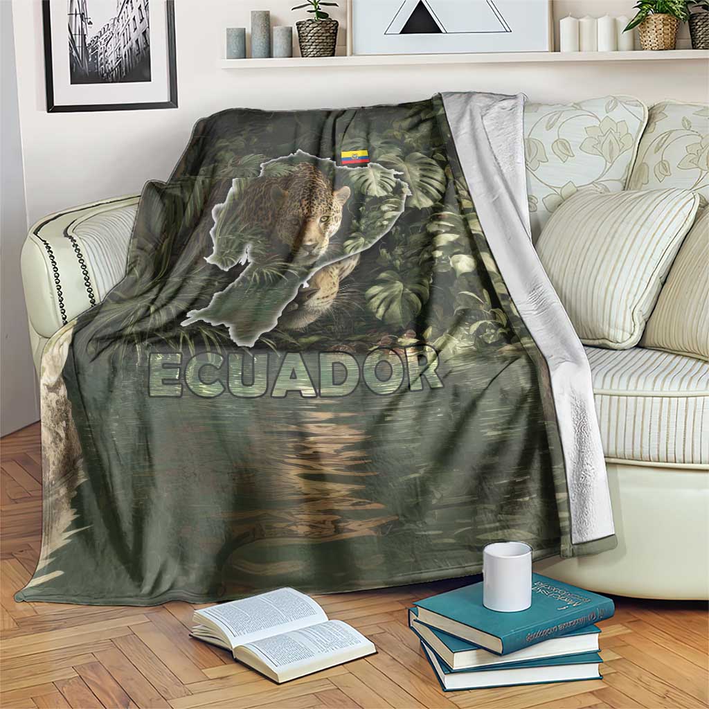 Ecuador Blanket with Jaguar Rainforest Map Design - Wonder Print Shop