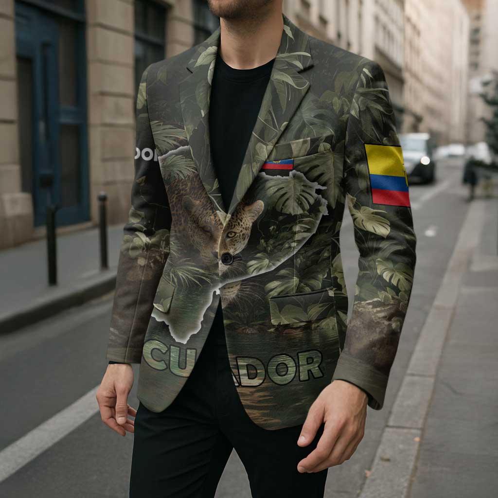 Ecuador Blazer with Jaguar Rainforest Map Design - Wonder Print Shop