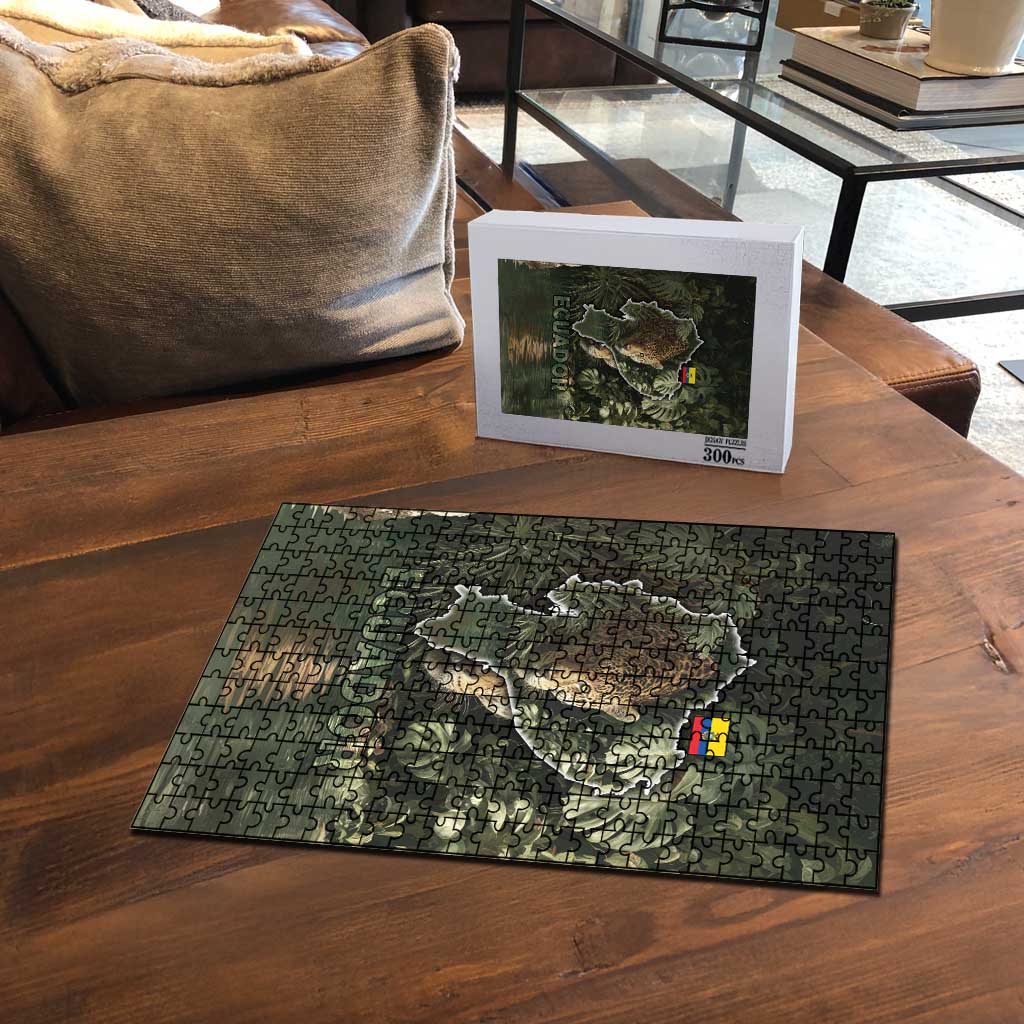 Ecuador Puzzle with Jaguar Rainforest Map Design - Wonder Print Shop