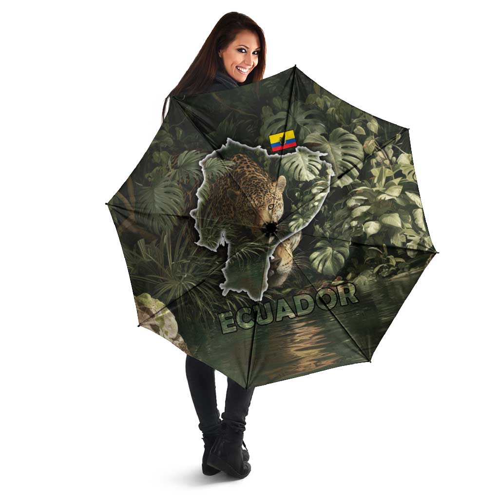 Ecuador Umbrella with Jaguar Rainforest Map Design - Wonder Print Shop