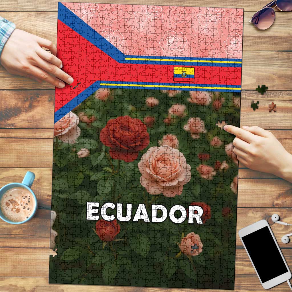 Ecuador Puzzle with Rose Garden and Floral Texture Design - Wonder Print Shop