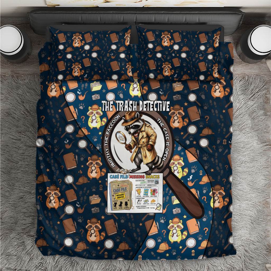 Jimothy The Raccoon The Trash Detective Bedding Set Funny Noir Sleuth Missing Snacks Crime Mystery