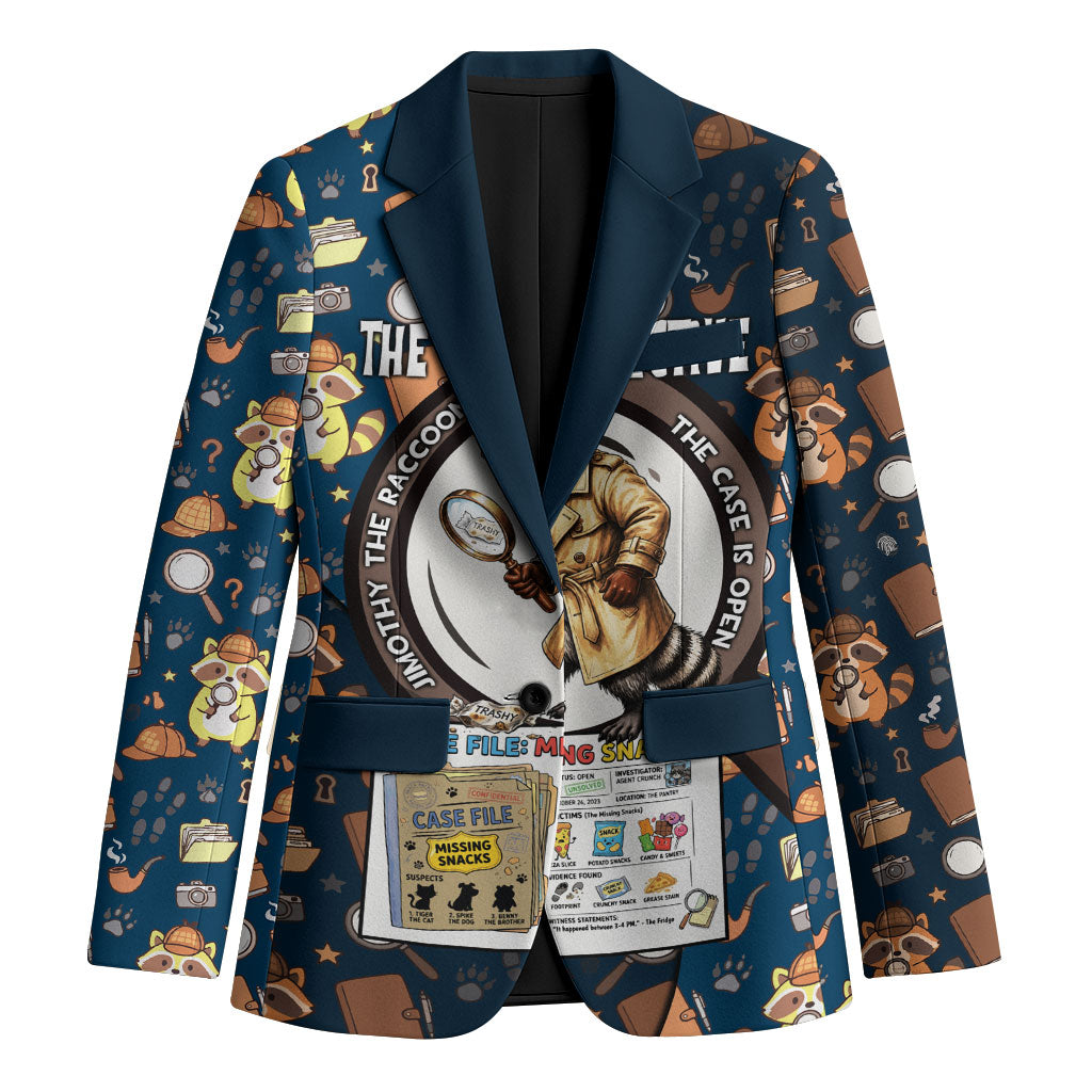 Jimothy The Raccoon The Trash Detective Blazer Funny Noir Sleuth Missing Snacks Crime Mystery