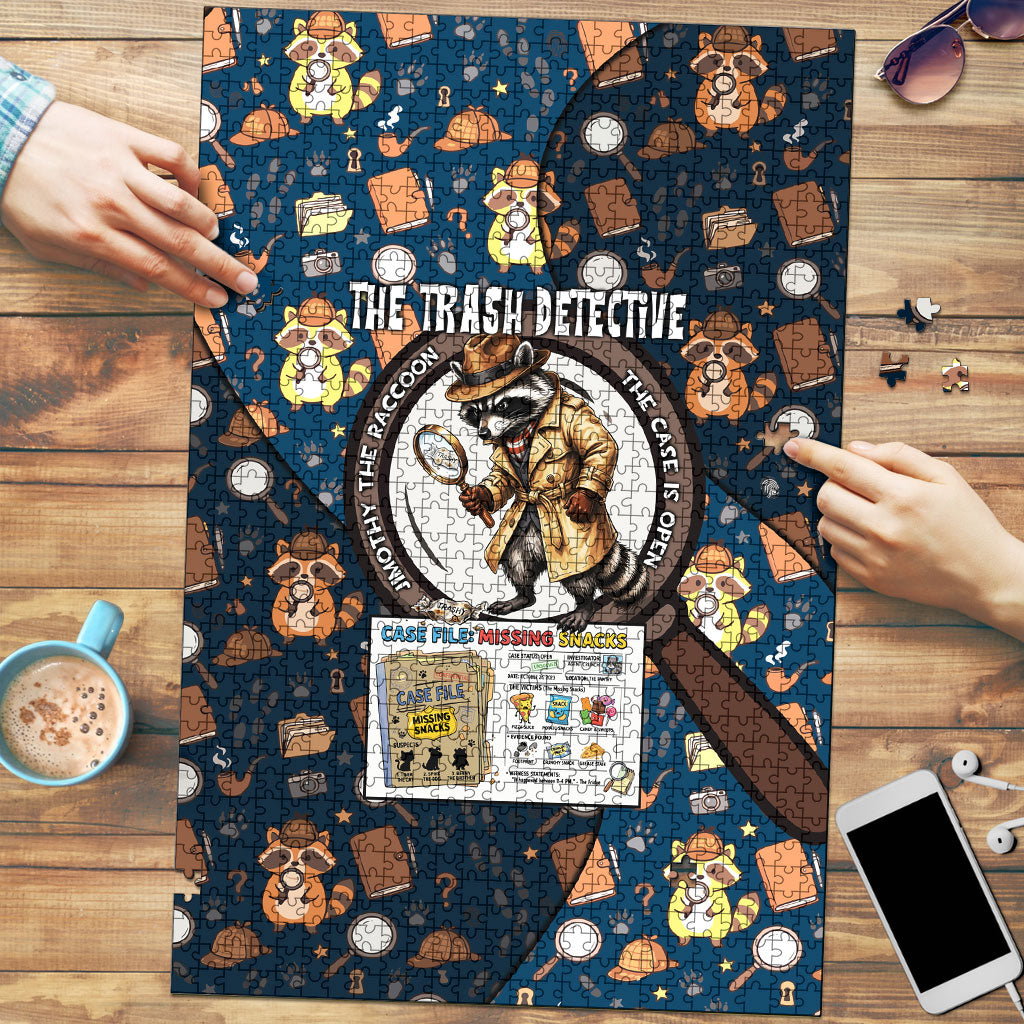 Jimothy The Raccoon The Trash Detective Puzzle Funny Noir Sleuth Missing Snacks Crime Mystery