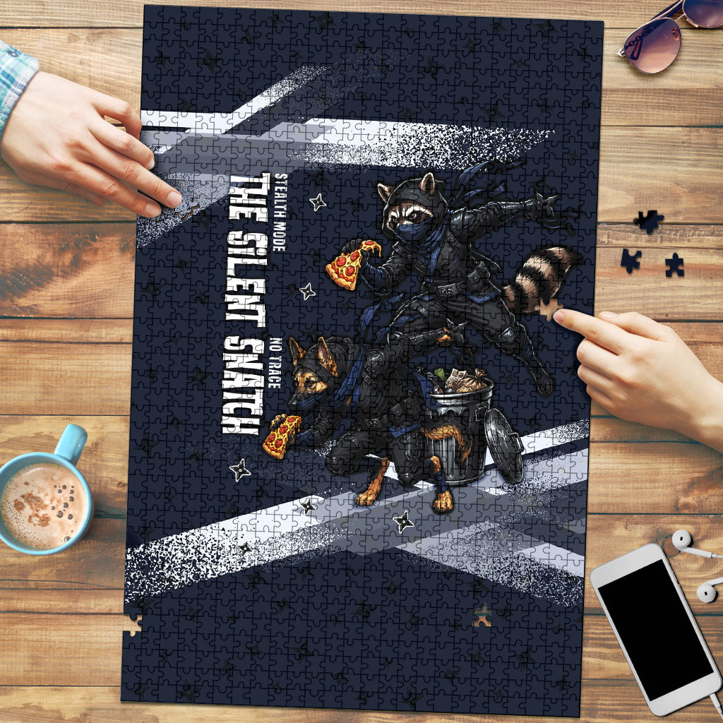 Ninja Raccoon Quasimodo Pizza Heist Puzzle Night Stealth Scene Detailed Pizza Slices