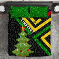Zimbabwe Christmas Bedding Set with Flag Colors Xmas Tree and Holiday - Wonder Print Shop