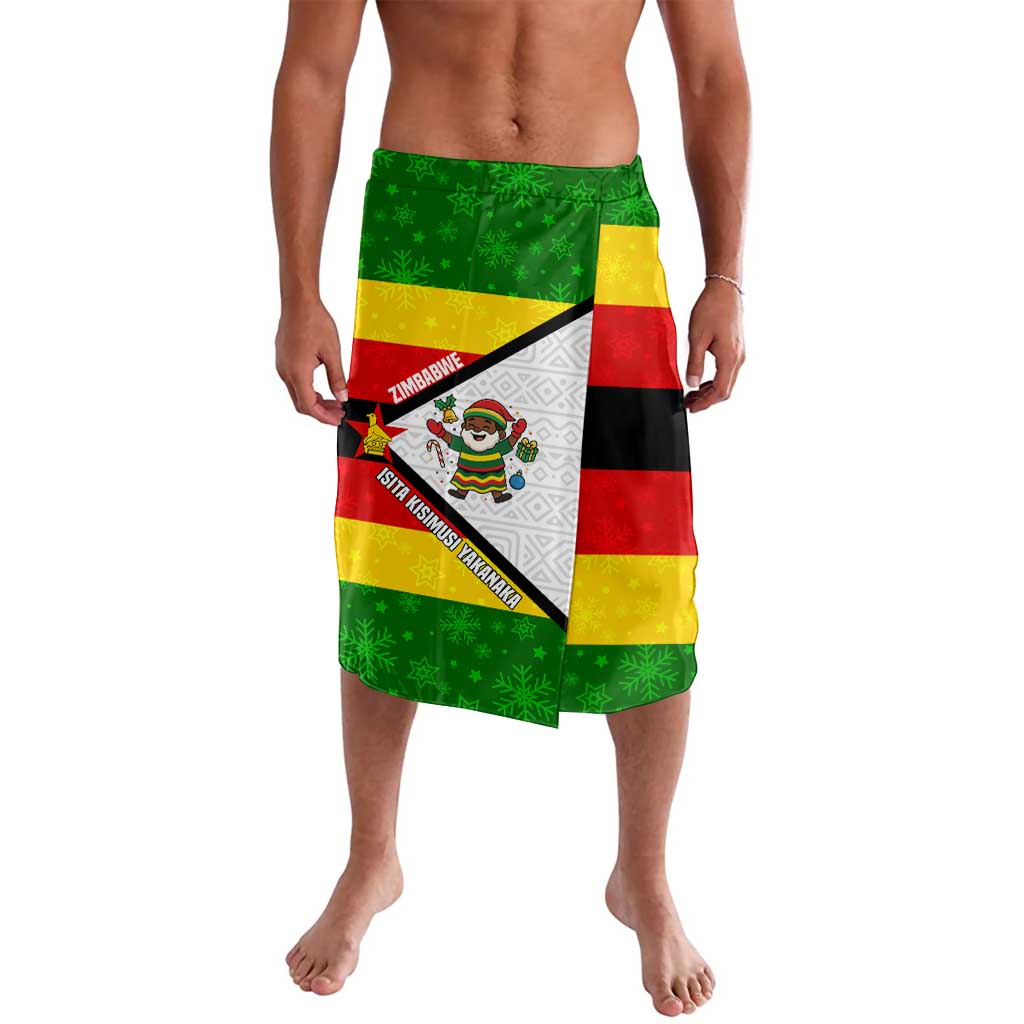 Zimbabwe Christmas Lavalava with Festive Santa Palm Tree and Red Yellow Green Flag - Wonder Print Shop