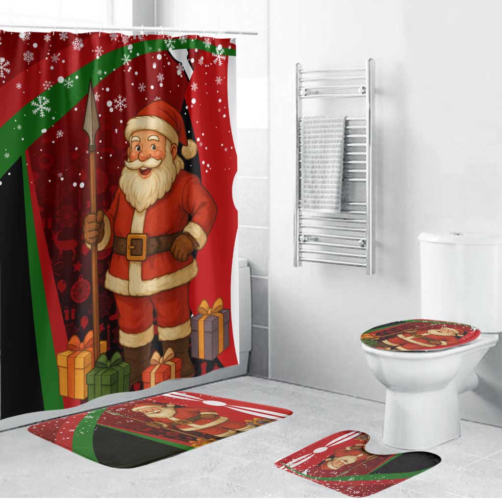 Kenya Christmas Bathroom Set with Santa Claus Spear and Red Green Harambee Crest - Wonder Print Shop