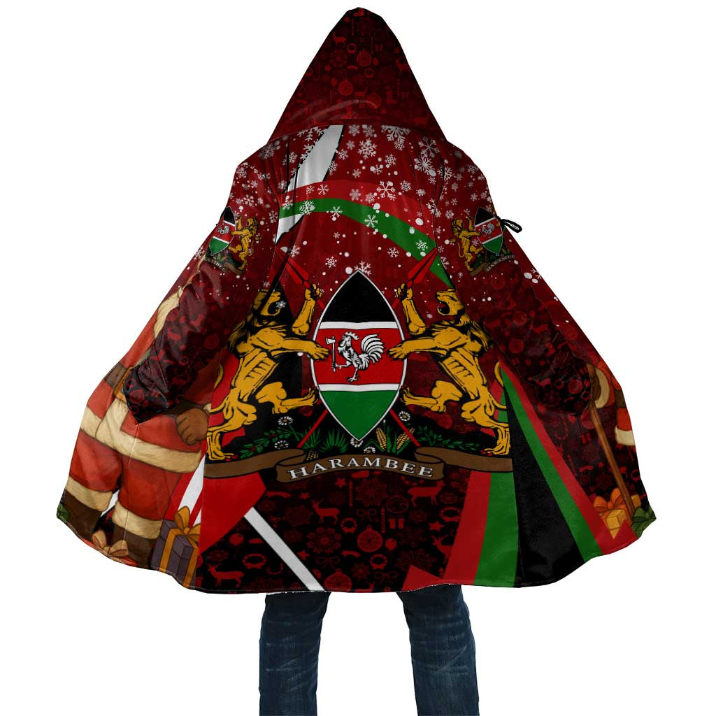 Kenya Christmas Cloak with Santa Claus Spear and Red Green Harambee Crest - Wonder Print Shop