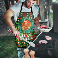 Kenya Christmas Apron with Santa Feast Scene and Festive Wreath Pattern - Wonder Print Shop