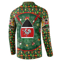 Kenya Christmas Button Sweatshirt with Santa Feast Scene and Festive Wreath Pattern - Wonder Print Shop