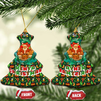 Kenya Christmas Ceramic Ornament with Santa Feast Scene and Festive Wreath Pattern - Wonder Print Shop