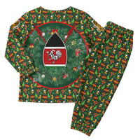 Kenya Christmas Pajama Set with Santa Feast Scene and Festive Wreath Pattern - Wonder Print Shop