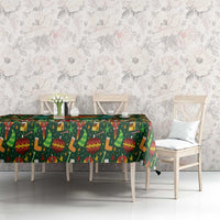 Kenya Christmas Tablecloth with Santa Feast Scene and Festive Wreath Pattern - Wonder Print Shop