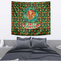 Kenya Christmas Tapestry with Santa Feast Scene and Festive Wreath Pattern - Wonder Print Shop