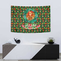 Kenya Christmas Tapestry with Santa Feast Scene and Festive Wreath Pattern - Wonder Print Shop