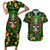 Happy St. Patrick's Day Skull Couples Matching Short Sleeve Bodycon Dress and Hawaiian Shirt - Wonder Print Shop