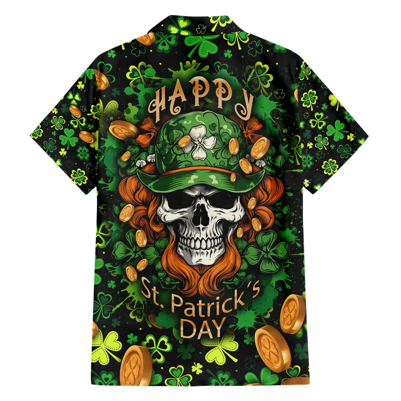 Happy St. Patrick's Day Skull Hawaiian Shirt - Wonder Print Shop