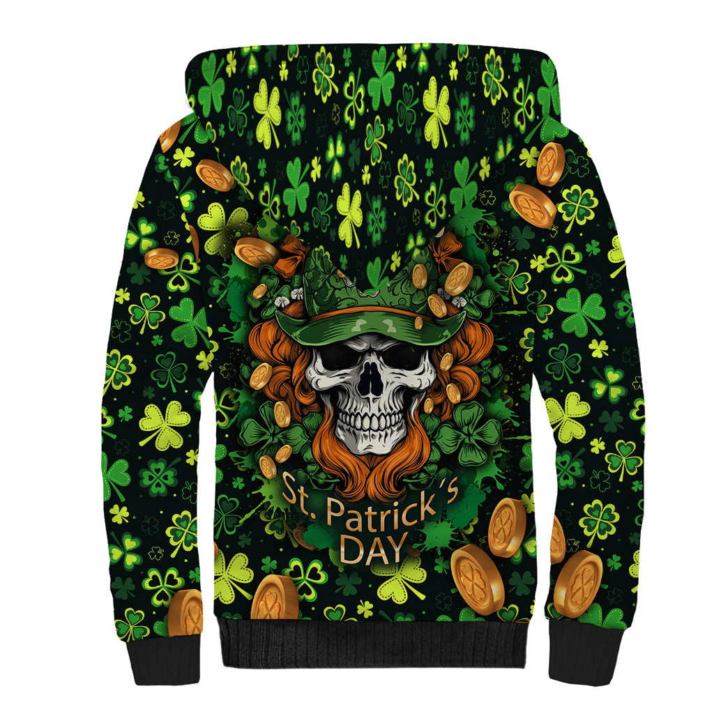 Happy St. Patrick's Day Skull Sherpa Hoodie - Wonder Print Shop