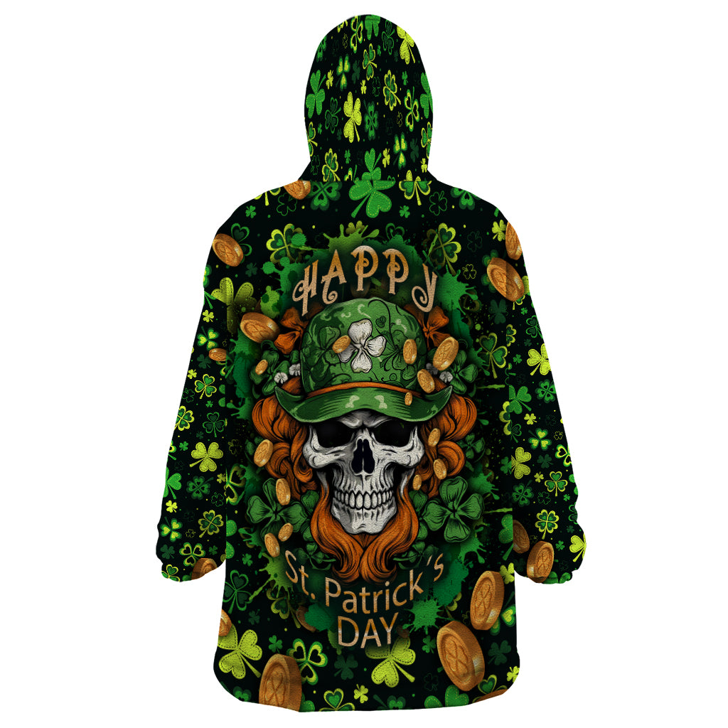 Happy St. Patrick's Day Skull Wearable Blanket Hoodie - Wonder Print Shop