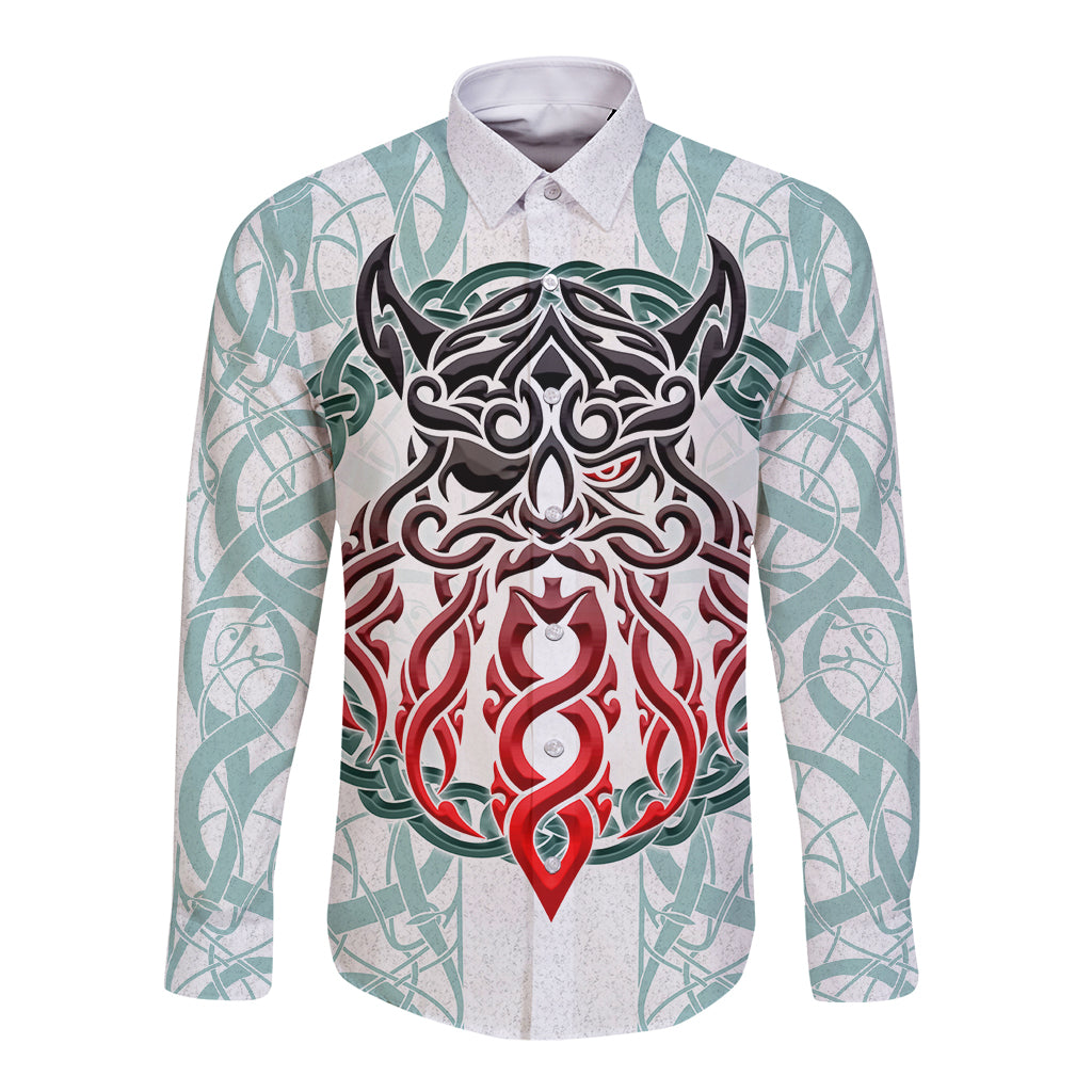 Vking Odin Long Sleeve Button Shirt God Of Asgard - Wonder Print Shop