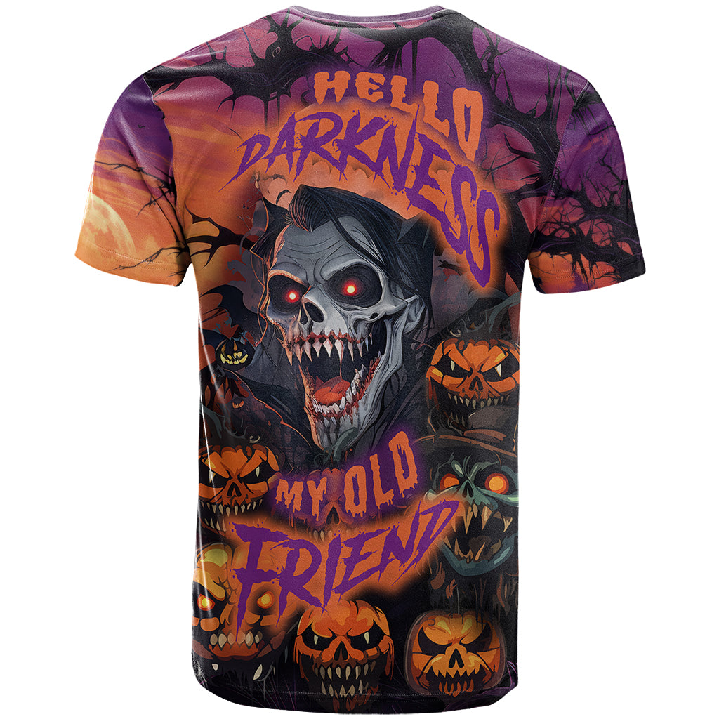 Halloween Skull T Shirt Hello Darkness My Old Friend - Wonder Print Shop