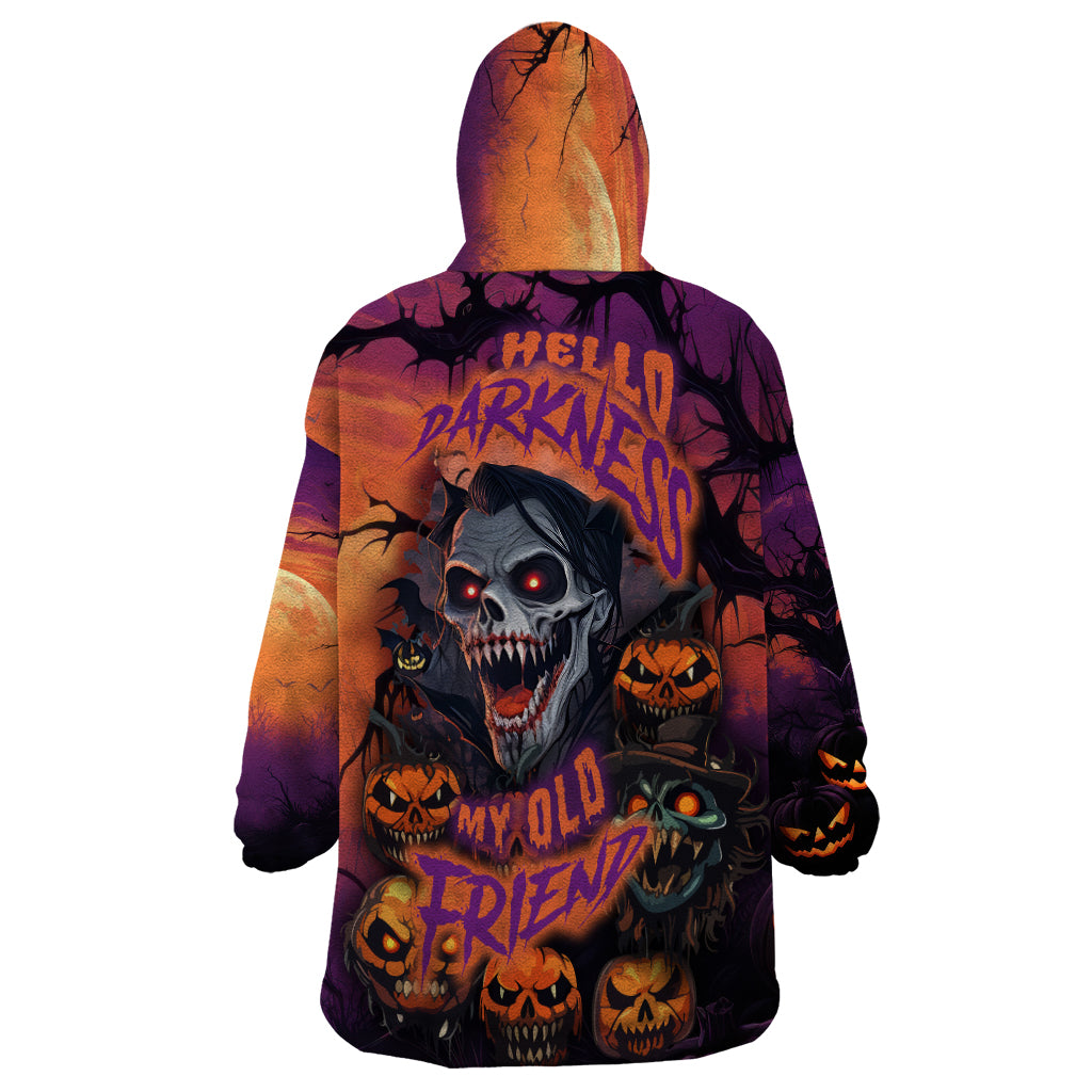 Halloween Skull Wearable Blanket Hoodie Hello Darkness My Old Friend - Wonder Print Shop