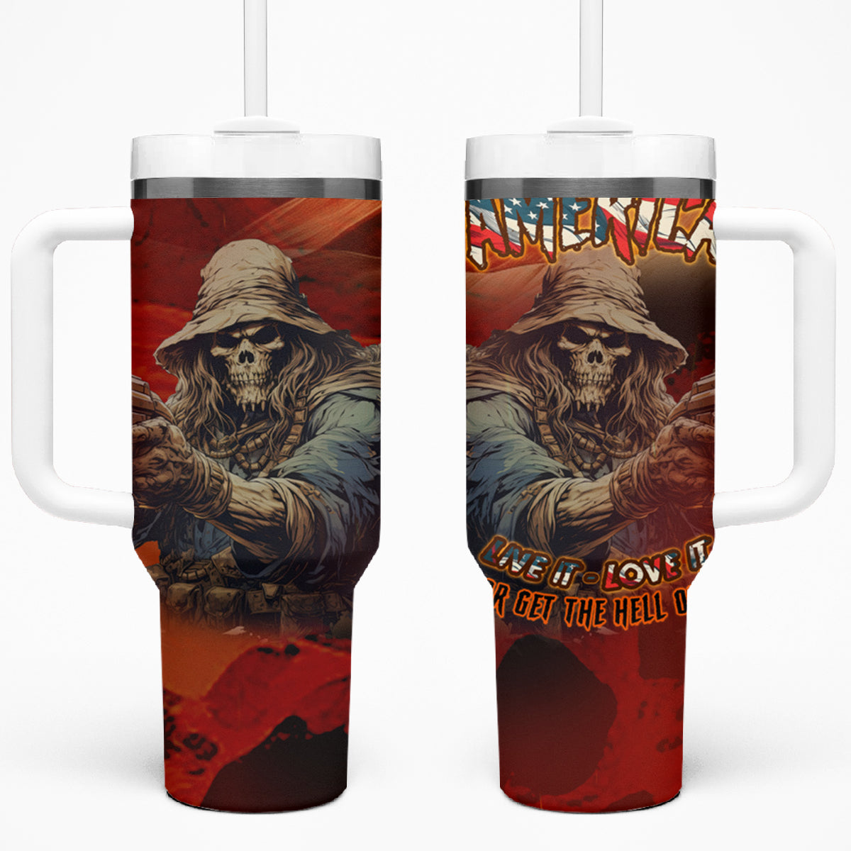 America Live It - Love It Or Get The Hell Out Tumbler With Handle - Wonder Print Shop