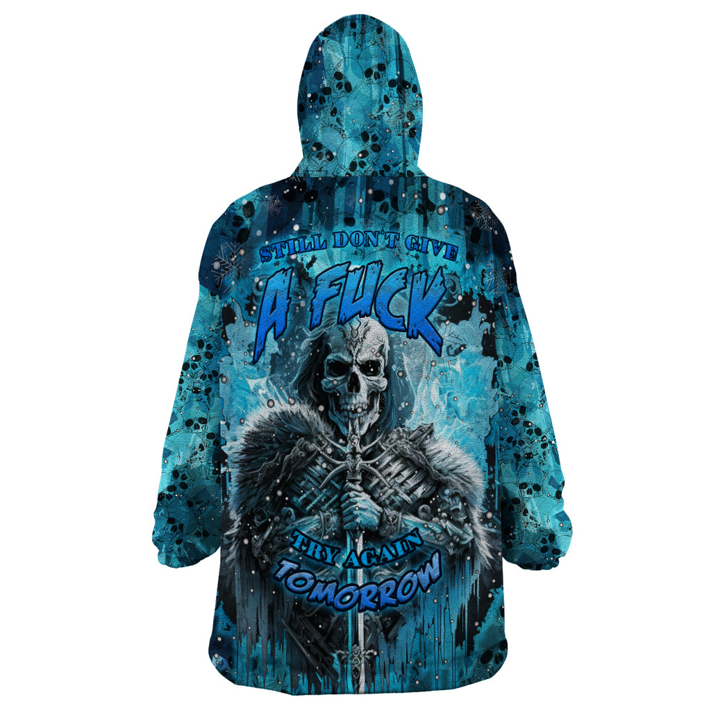 Skull Wearable Blanket Hoodie Try Again Tomorrow - Wonder Print Shop