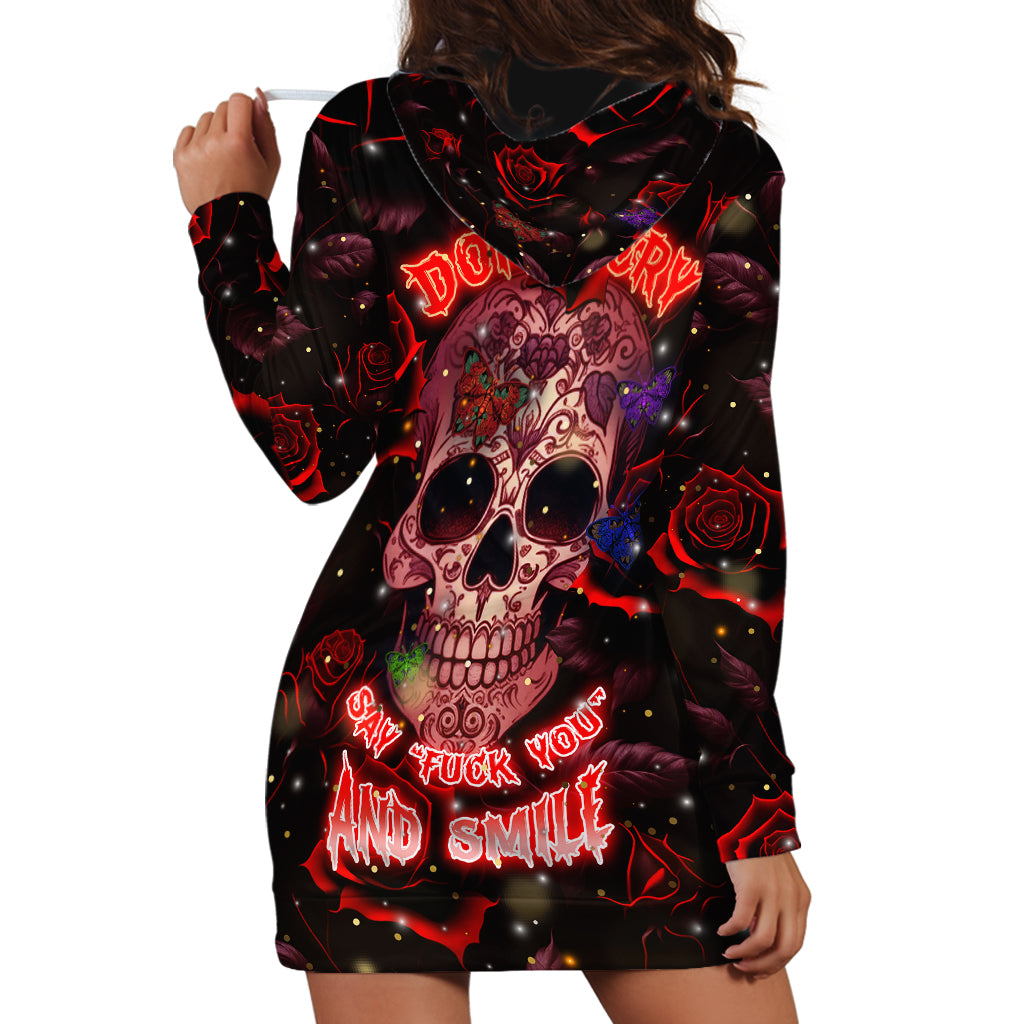 Don't Cry Skull Hoodie Dress - Wonder Print Shop