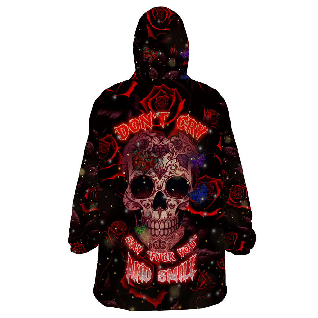 Don't Cry Skull Wearable Blanket Hoodie - Wonder Print Shop